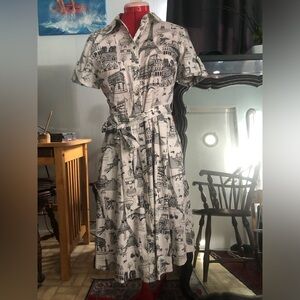 Karl Lagerfeld whimsical, Paris print dress, with pockets, size 4. Never worn.